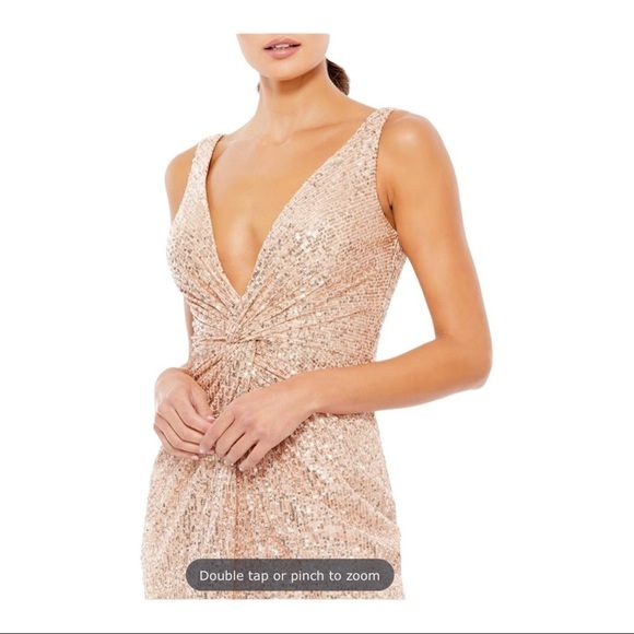 Ieena for Mac Duggal Rose Gold Sequin Twist Front Mini Dress NWT Size 8 26496 - Picture 7 of 14